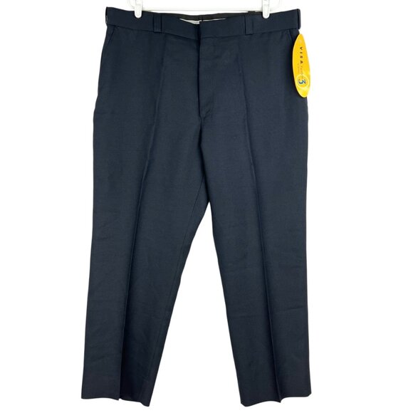 Flying Cross Men's Regular Fit Classic Style Navy Dacron Pants Size 44x30 NWT - Picture 1 of 12